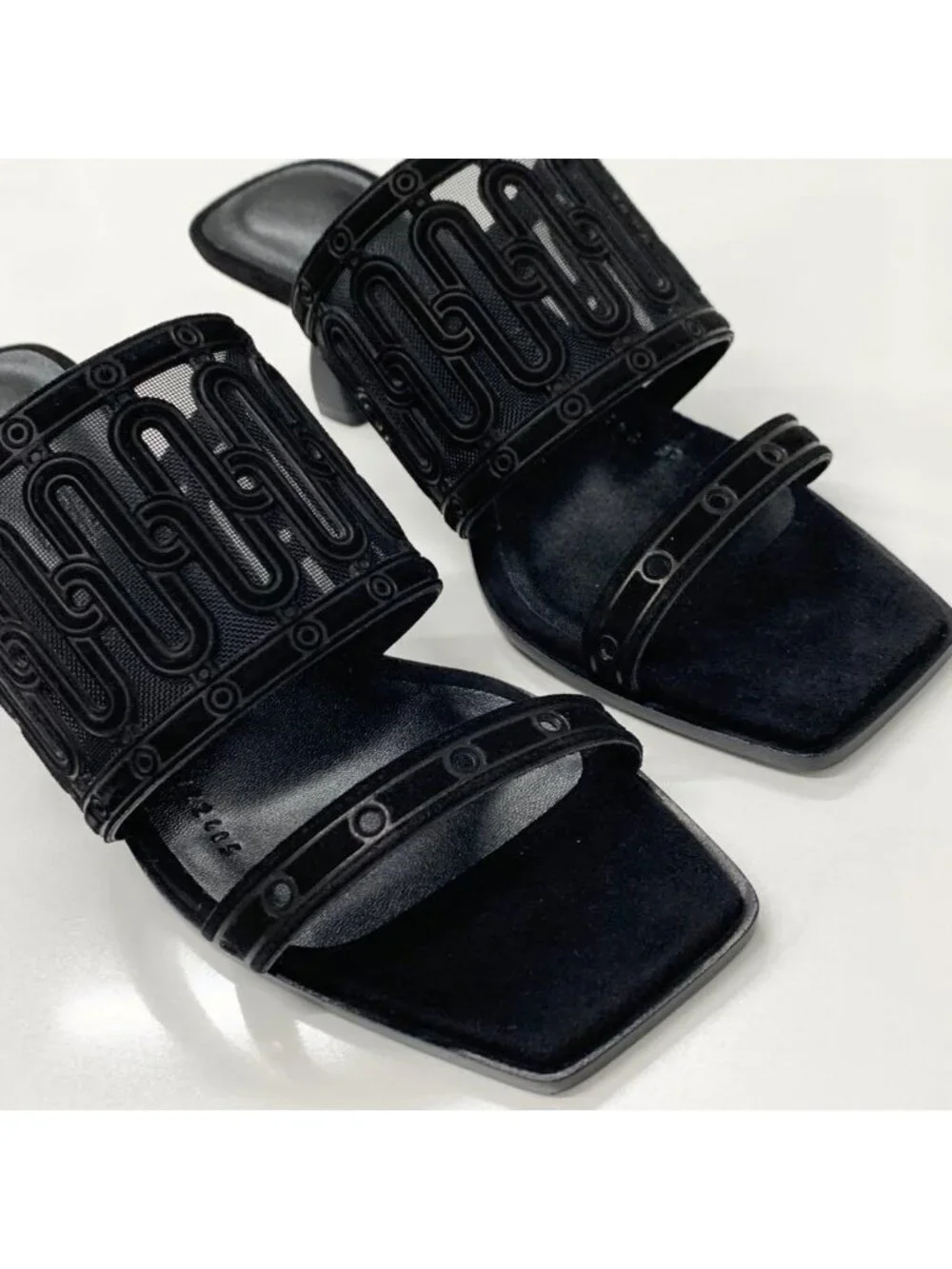 ★SOLD★ Hermes Gioia Suede Mesh Sandals Black - Picture 10 of 11